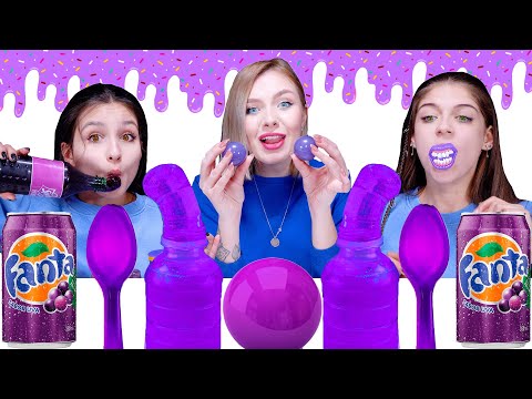 ASMR PURPLE DESSERTS *JELLY BALLS, HONEY JELLY, GUMMY CANDY, CANDY SPOON EATING SOUNDS 먹방