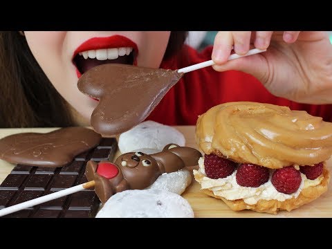 ASMR CHOCOLATE Eating, Nutella Mochi & Profiteroles (SOFT & CHEWY Eating Sounds) No Talking