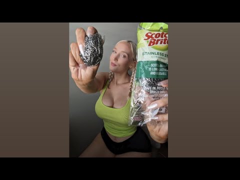 💚ASMR Scotch Brite Scrubbers Sounds😌TINGLY Crinkles🫠💚