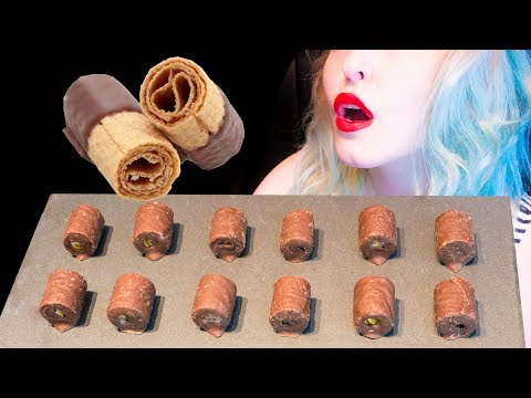 ASMR: EXTREMELY Crunchy Wafer Rolls Covered in Chocolate ~ Relaxing Eating Sounds [No Talking|V] 😻