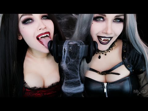 ASMR 👂👅 Mouth Sounds 💋TWIN Vampire 🧛 Ear Licking, Breathing 🌙 АСМР Вампиры и звуки рта 💤