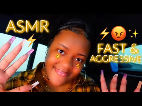 FAST & AGGRESSIVE ASMR TRIGGERS BUT I'M IN THE CAR 🚗🔥⚡(30 MINUTES OF TINGLES 💛😡!!!)