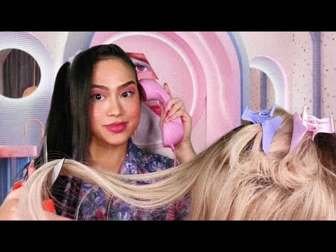 ASMR 80s Haircut + Hair Dyeing @ Hair Salon (Jersey accent, gum chewing , gossip roleplay , sassy)