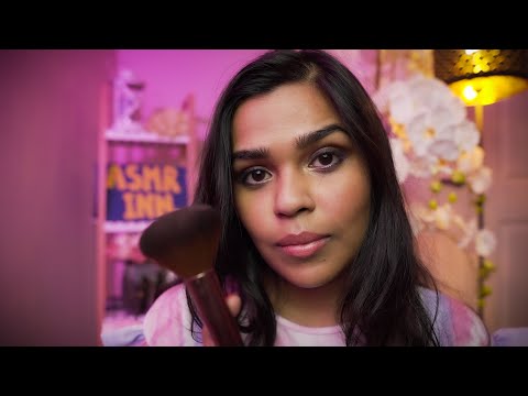 ASMR Doing Your Makeup (with Layered Sounds, Whispering Personal Attention, Face Brushing & Tapping)