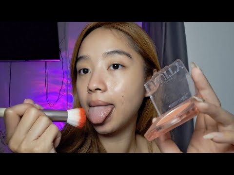 ASMR spit painting make up 🌸 (mouth sounds)
