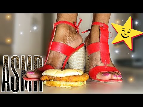 Giantess Crush 💜Crispy Chicken Sandwich and Red Heels {Face as Door Mat}