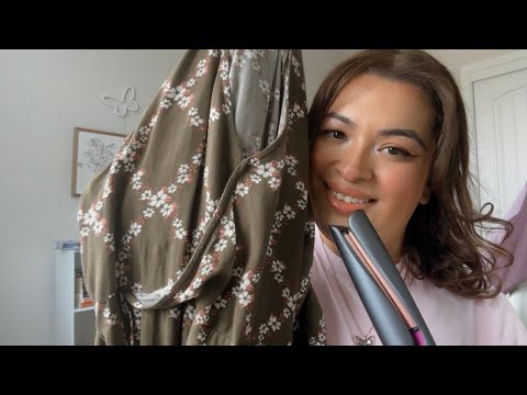 ASMR| Big sister helps you choose a dress 👗 & styles your hair (Fabric sounds)