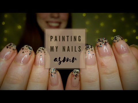 ASMR Painting my nails 💅 (whispers, hand movements, tapping/ scratching, lid sounds)