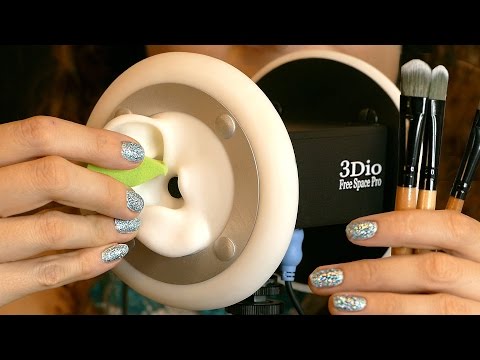 Close Up ASMR Ear Cleaning 3D with Ear Massage Brushing, Sticky Tape, Makeup Brushes, Tapping