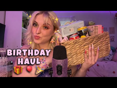 ASMR 2023 Birthday Present Haul! 🎁 Rambling, Tapping, Crinkles, Mouth Sounds, Show and Tell 💗✨🥰