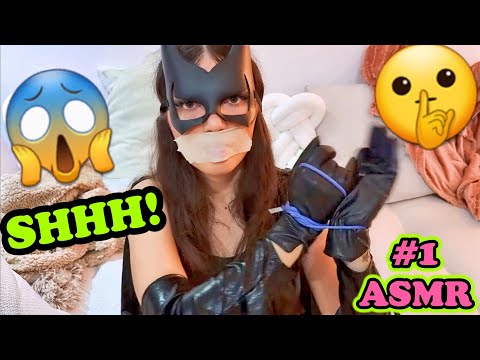 POV ASMR You Kidnapped ME! Batgirl Roleplay with Leather Gloves (Duct Tape, Whisper, Tickle Feather)