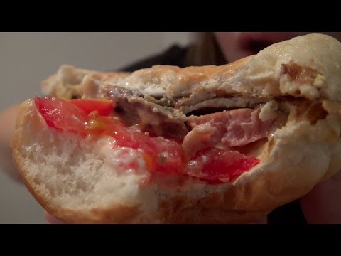 ASMR Homemade Sausage and Egg Burger Extreme Eating Sounds