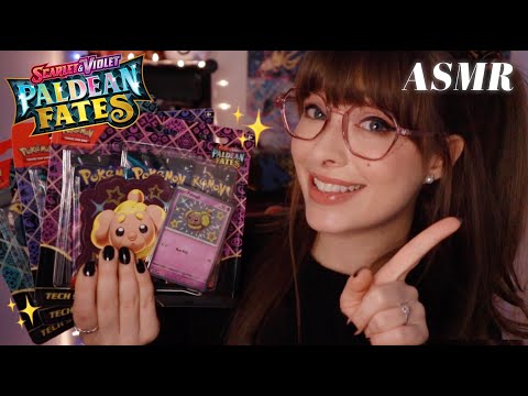 ASMR 🐶 Shiny PUPPY Pokemon! ✨ Paldean Fates Tech Sticker TCG Collection & Whispered Card Opening!