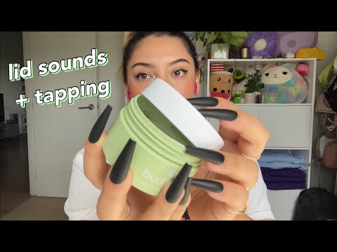 ASMR tapping + lid sounds 🤍 ~inspired by @AlexandriaAsmr1 💞~ | Whispered