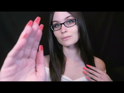ASMR Relaxing Hand Movements (face touching, lens tapping, whisper)