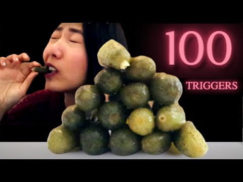 ASMR 100 TRIGGERS IN 1 VIDEO! 😴 Tapping & Eating sounds No talking