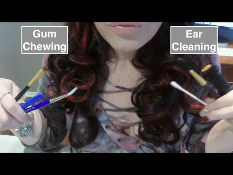 ASMR Gum Chewing Binaural Ear Cleaning Exam. Whispered Role Play
