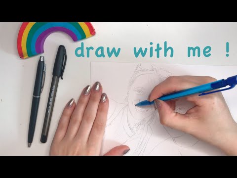 [ASMR] Draw a biro portrait with me ~ sketching, drawing, rambling