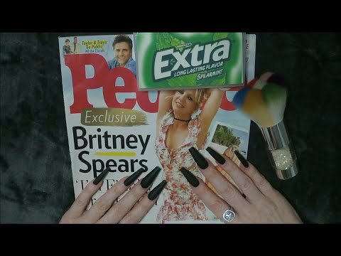ASMR Gum Chewing Magazine Flip Through with Extra Crinkly Pages | Britney Spears | Close Whisper