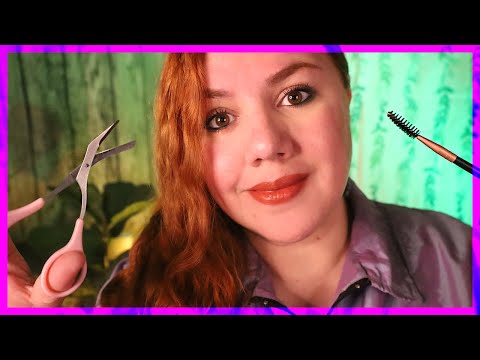 ASMR CLOSE UP Doing Your Eyebrows Roleplay + Crinkly Shirt / Personal Attention