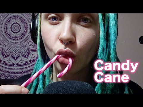 ASMR Candy Cane Wet Intense Mouth Sounds And Crunching | Sucking And Licking sounds 👅