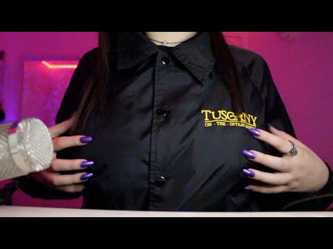 asmr windbreaker jacket acrylic nails scratching (no talking)