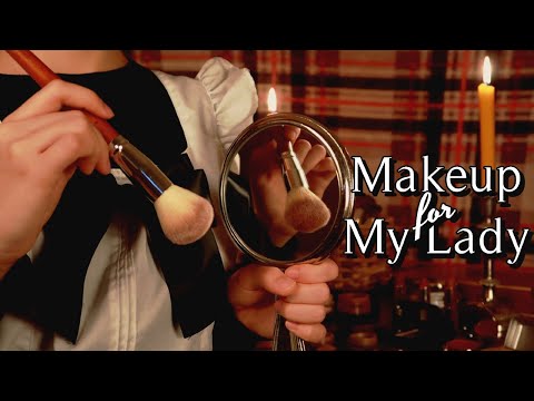 ASMR MAID RP | Doing My Lady's Makeup 🌙 (hair brushing + touching your face) {layered sounds}