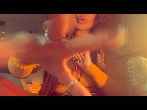 ASMR unpredictable hand movements - inaudible whispering - tiny taps - skin sounds