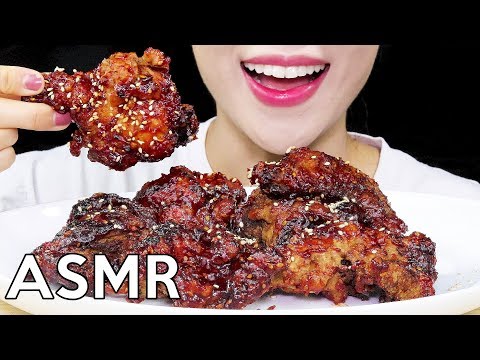 ASMR Korean Fried Chicken (Yang-Nyum Chicken) 양념치킨 리얼사운드 먹방 Eating Sounds