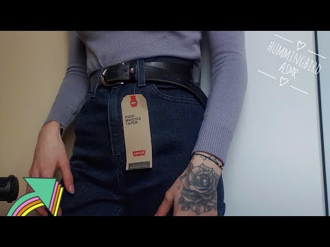 ASMR new Levi's jeans | jeans scratching & plastic wrap triggers | Hummingbird ASMR