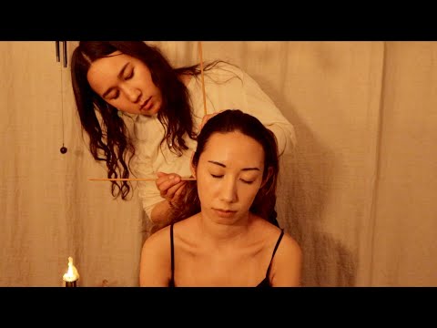 [ASMR] Gua Sha Neck Massage, Scalp Check & Scalp Massage with my Sister (Real Person)