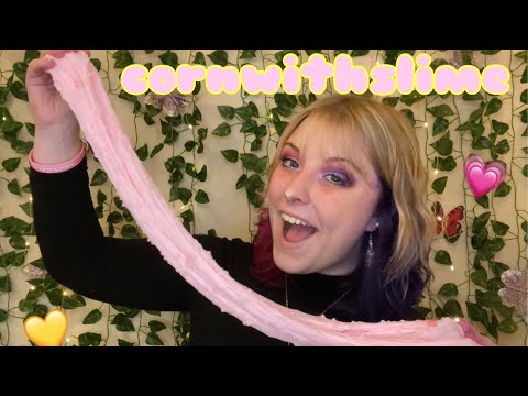 ASMR cornwithslime unboxing + playing with slime! slime sounds, popping, clicky, sticky fingers 💗💛