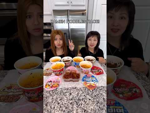 SPICY RAMEN NOODLES RACE! #shorts #viral #mukbang