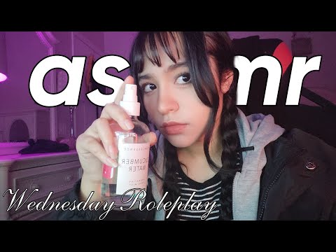 ASMR Wednesday Addams Roleplay | personal attention, soft whispering, makeup removal, skincare