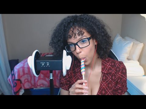 ASMR | Eating and Licking a Rainbow Lollipop