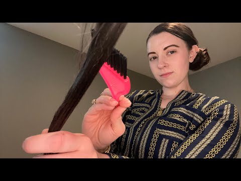 ASMR Hair Pt 3: Root Color amd Trim (real hair sounds)