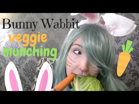 ASMR - BUNNY RABBIT ROLEPLAY ~ Eating & Munching on a Carrot & Lettuce! ~