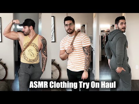 ASMR Modeling Clothes - Clothing Try On Haul - Whispered Voiceover - Male Modeling ASMR