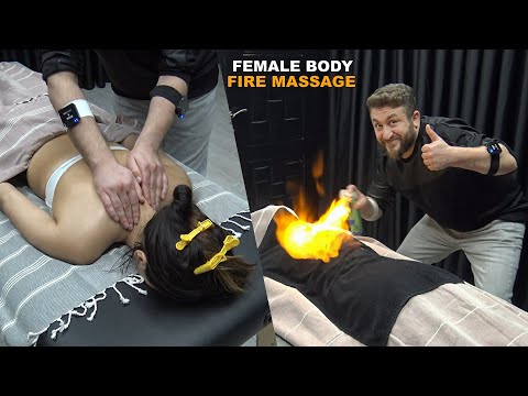 BEST FEMALE FIRE BODY THERAPY + LOUD CRACKS + Asmr back, waist, foot, leg, neck, relaxing massage