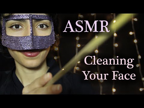 🌙 ASMR Cleaning Your Face & Whispering &Tongue Clicking 😴(Washing Face Touching ,Personal Attention)