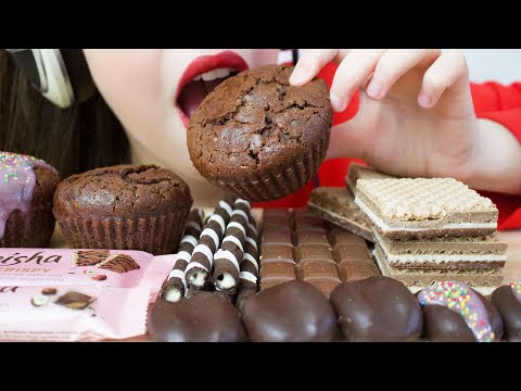 ASMR CHOCOLATE PARTY | MUFFINS, Hazelnut Chocolate Bars (Eating Sounds) No Talking