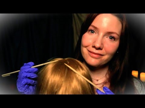 ASMR Most Relaxing Scalp Check (massage, scratching, hair brushing, gloves, medical, roleplay)
