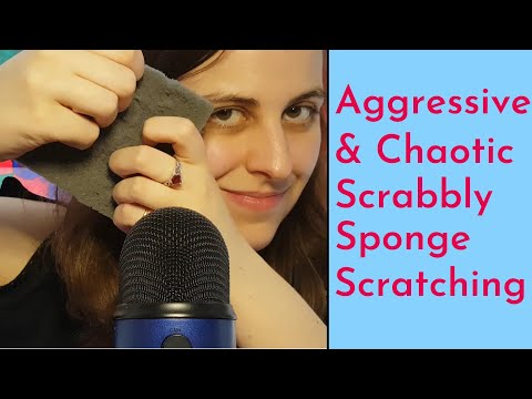 ASMR Aggressive, Fast & Chaotic Sponge Scratching All Around the Mic (Sponge Destroying)