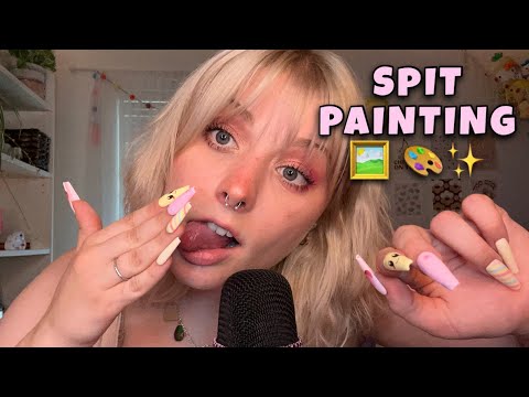 ASMR Fast and Aggressive Spit Painting with Lots of Props and Mouth Sounds 🖼️ 🎨
