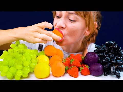 ASMR DELICIOUS FRUITS STRAWBERRY, PLUM, GRAPES, APRICOT SATISFYING CRUNCH EATING SOUNDS NO TALKING