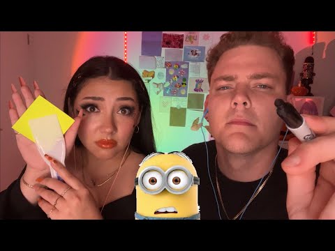 ASMR *JUDGY* couple do your HALLOWEEN MAKEUP with the wrong products... THAT'S your COSTUME??? 👻🎃