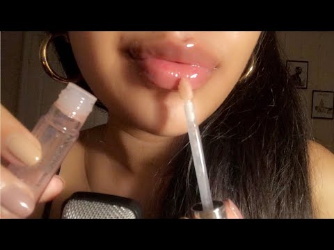 ASMR~ 100 Layers of Lipgloss Application with WET Mouth Sounds (whispered)