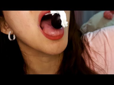 Cherries + Whipped Cream Eating Sounds ASMR