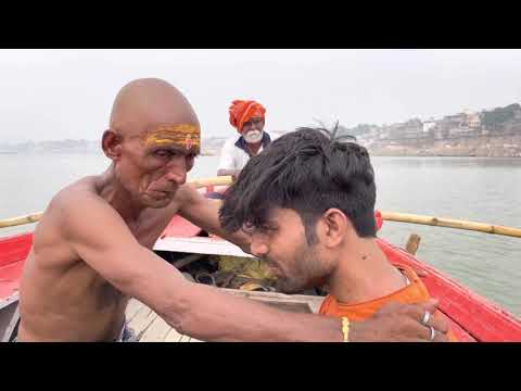 ASMR | Indian Street Barber Massage In Boat By Street Barber Baba Chamunda | asmr yogi