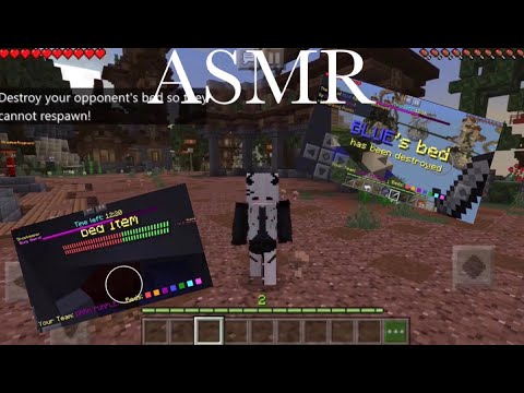 ASMR MINECRAFT BEDWARS W/ GUM CHEWING AND CANDLE FIRE CRACKLING SOUNDS